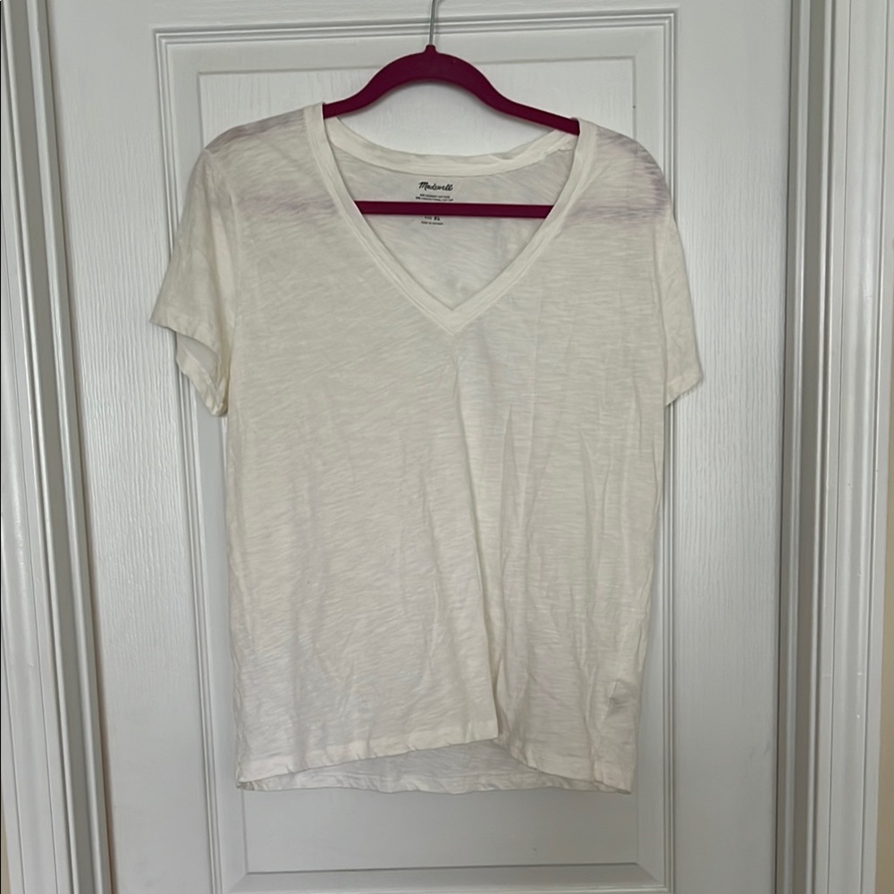 Madewell White V-Neck T-Shirt
